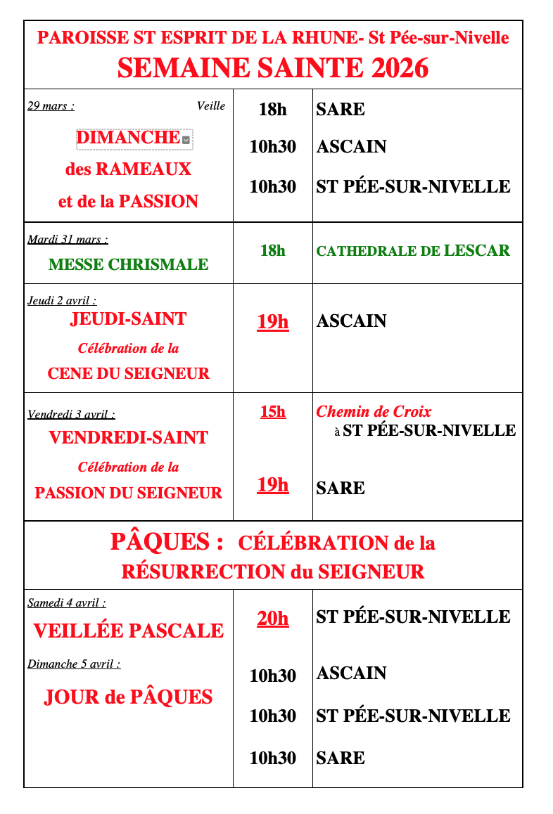 SEMAINE SAINTE 2026